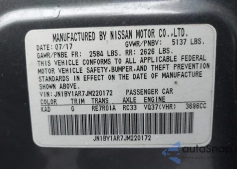 2018 Infiniti Q70 3.7X Luxe из США, поврежденный, VIN JN1BY1AR7JM220172